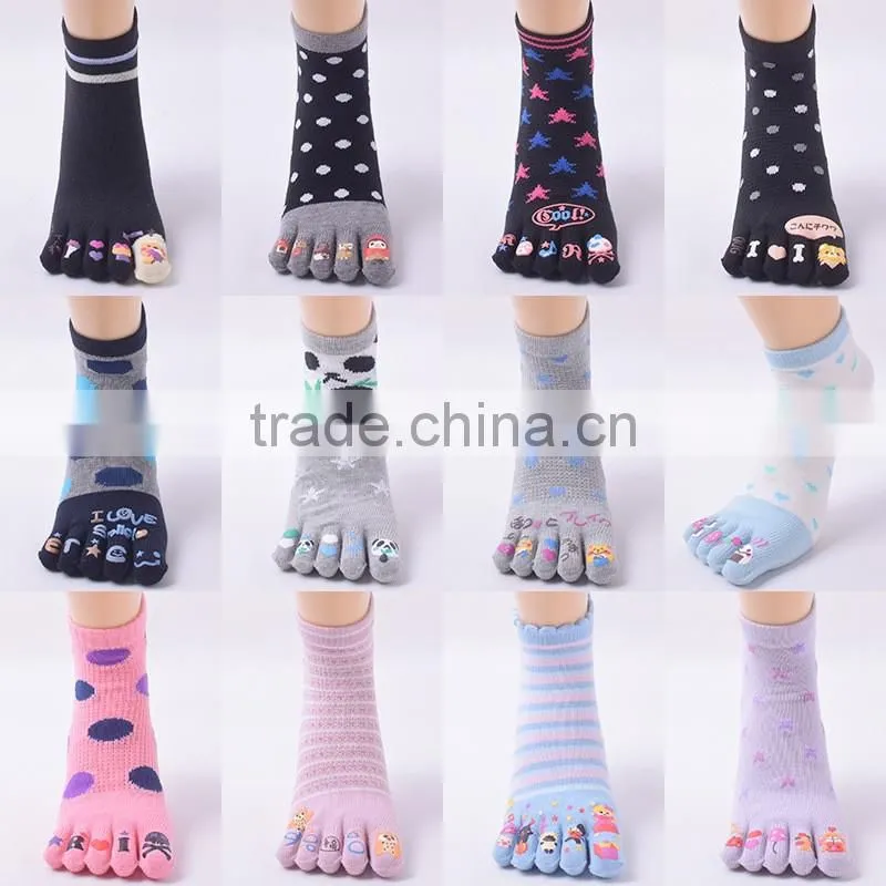Female five fingers sock,cartoon cute and polka-dot toe sock