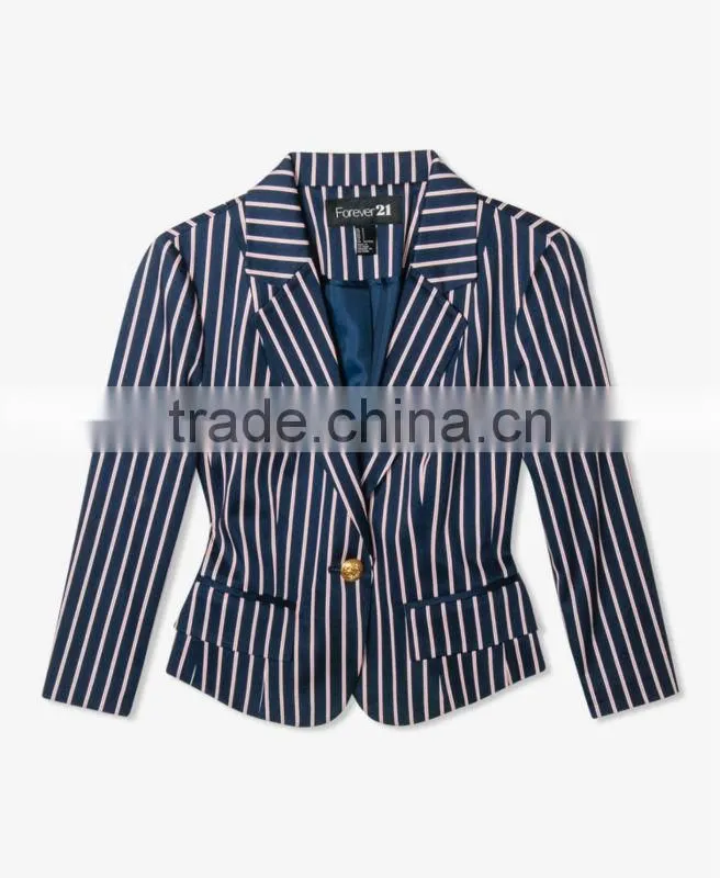 Pinstripe Notched Lapel Blazer