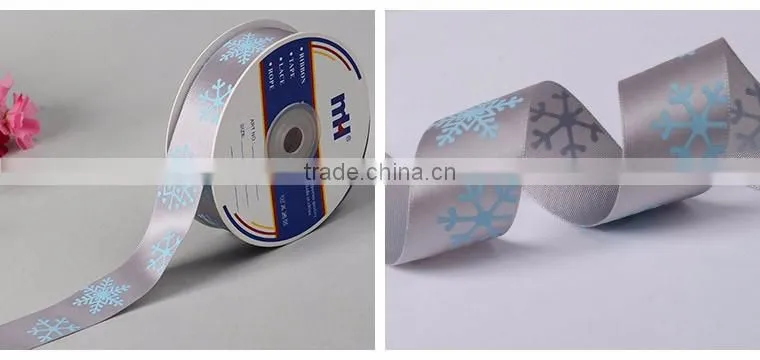1" Wide Snowflake Printed Satin Christmas Holiday Ribbons