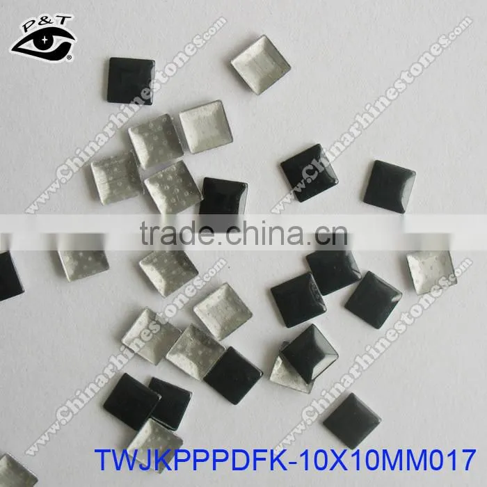 Hot Fix Nailhead 10x10mm Square Studs Black Color For Clothing Decoration