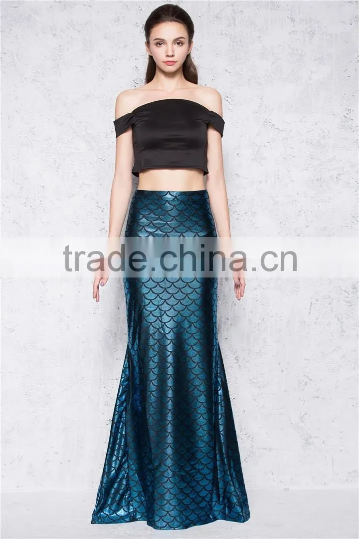 Ladies Sexy Maxi Long Shiny Mermaid Skirts Fish Scale Dress