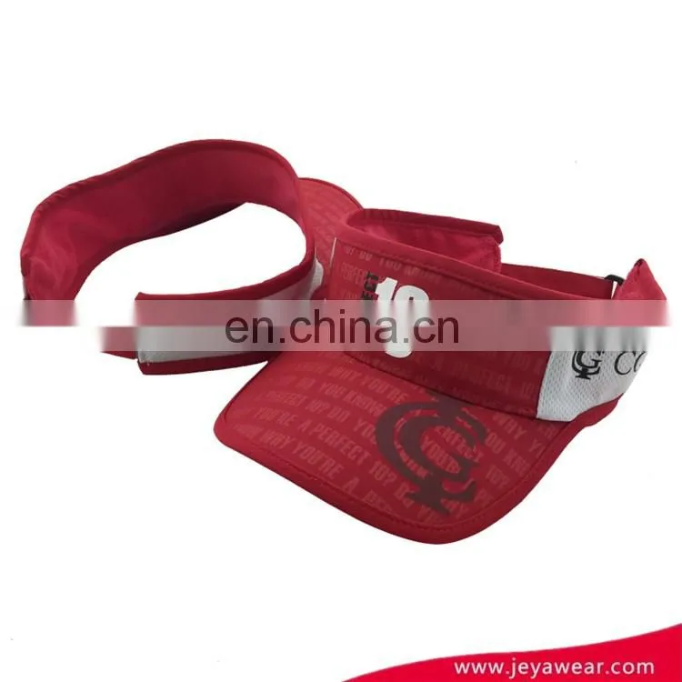 breathable polyester red visor cap promotion gift outdoor running sun visor