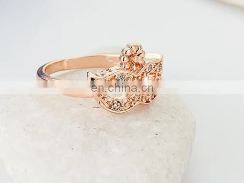 Korean version of the high-quality fashion mask gilded gold crystal ring tail ring girl gift ring