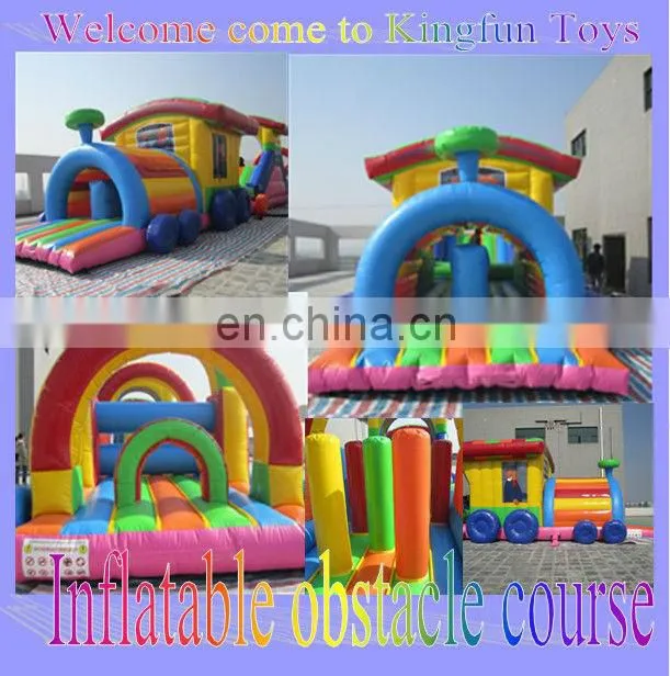 Giant train inflatable obstacle course for kdis/adult