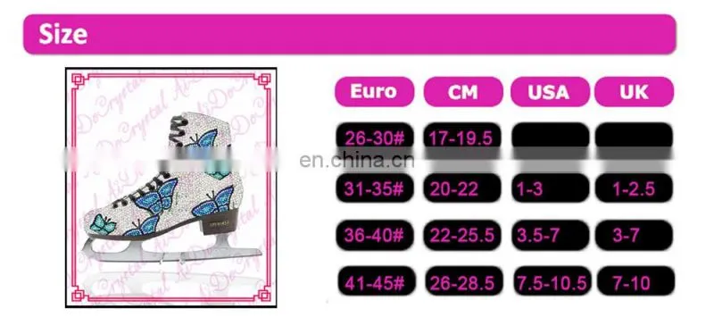 Aidocrystal 2016 exclusive design crystal covered glitter blue figure ice skating shoes