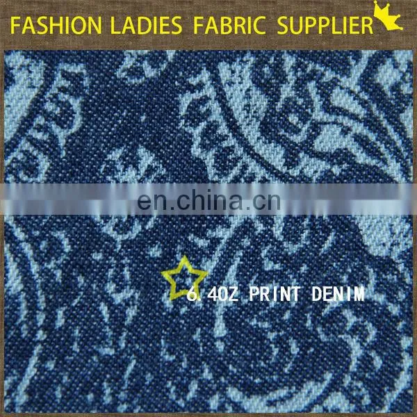 100% denim fabric print denim jeans