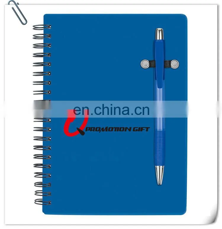 pen buddy spiral 70sheet lined notebook set with ball pen and translucent color cover