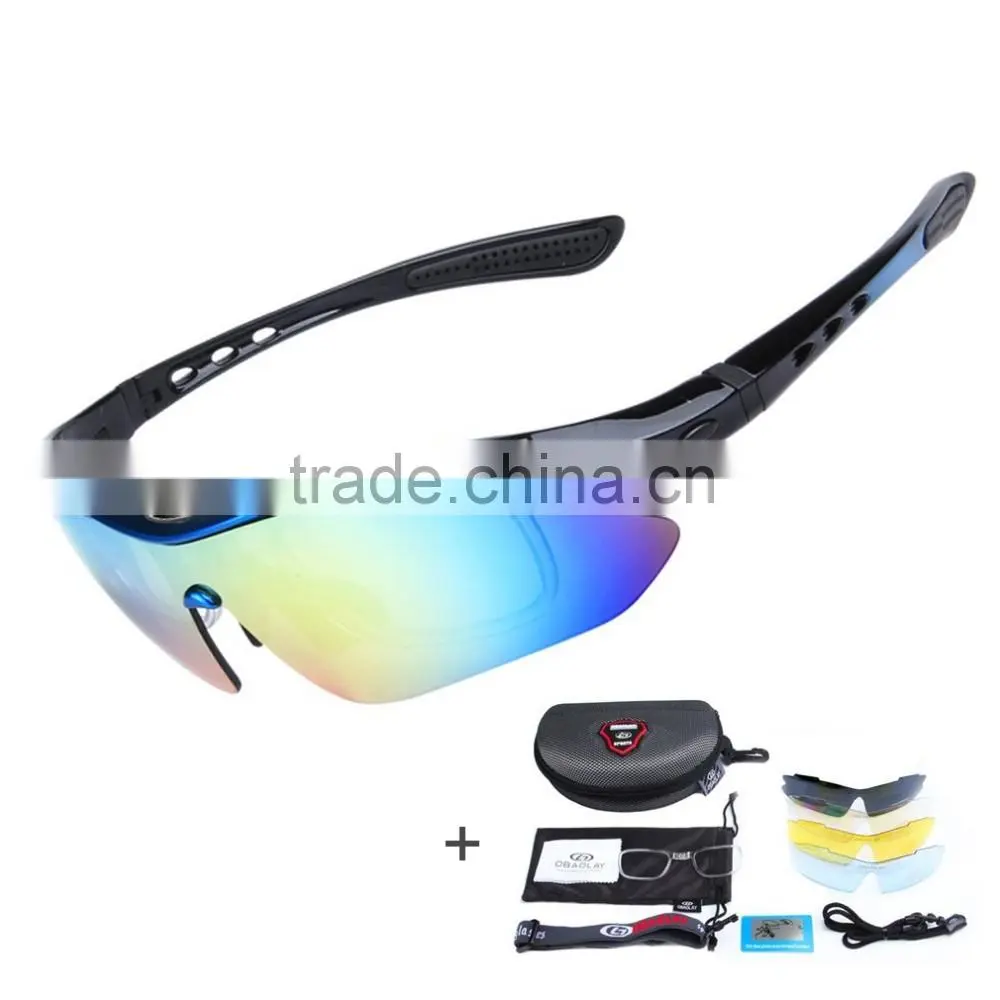 Polarized Sports Sunglasses with 5 Interchangeable Lenses for Men Women Cycling Running Glasses