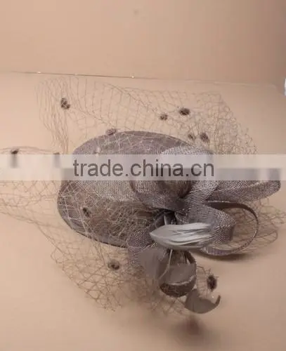 New Coming Fashion Chuch/Races Sinamay Base Top Fascinator Hat With Veil