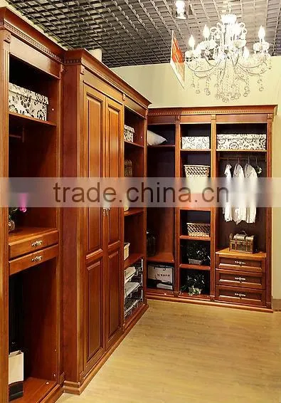 Open style solid wood wardrobe, cheap wardrobe