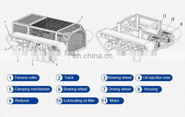 Big power provide 380V generator supply rubber track robot platform tracked robot chassis underwater robot chassis