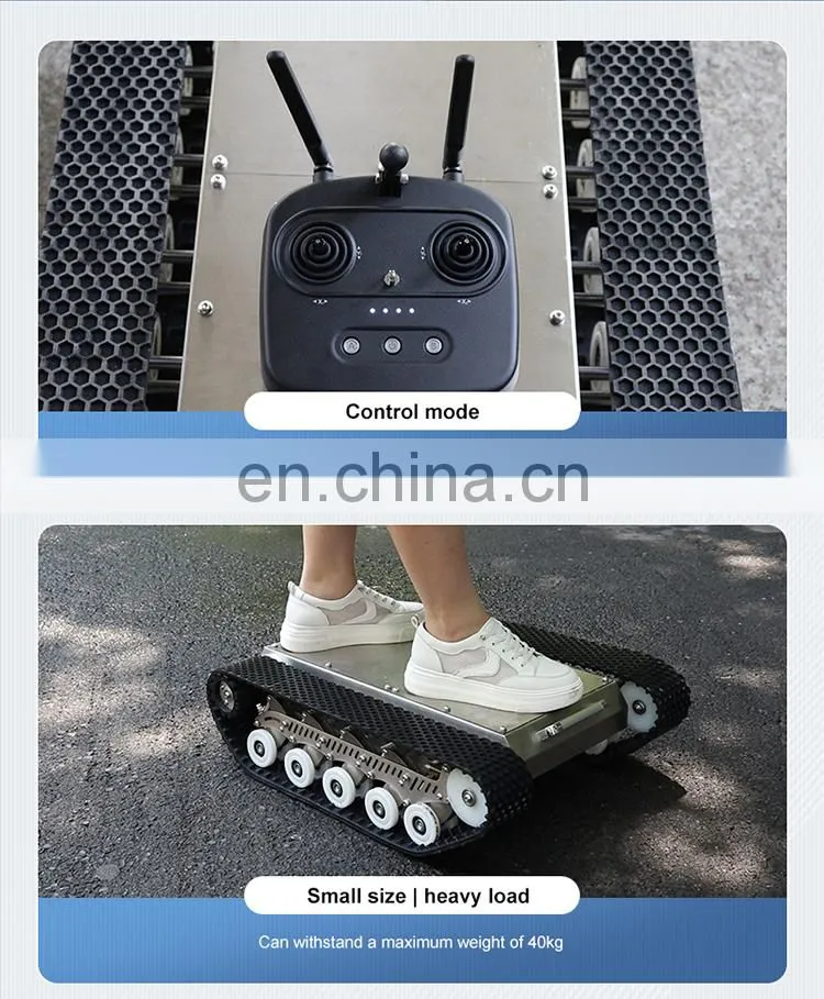 IP65 waterproof stainless steel Small size portable rubber track platform remote crawler robot chassis