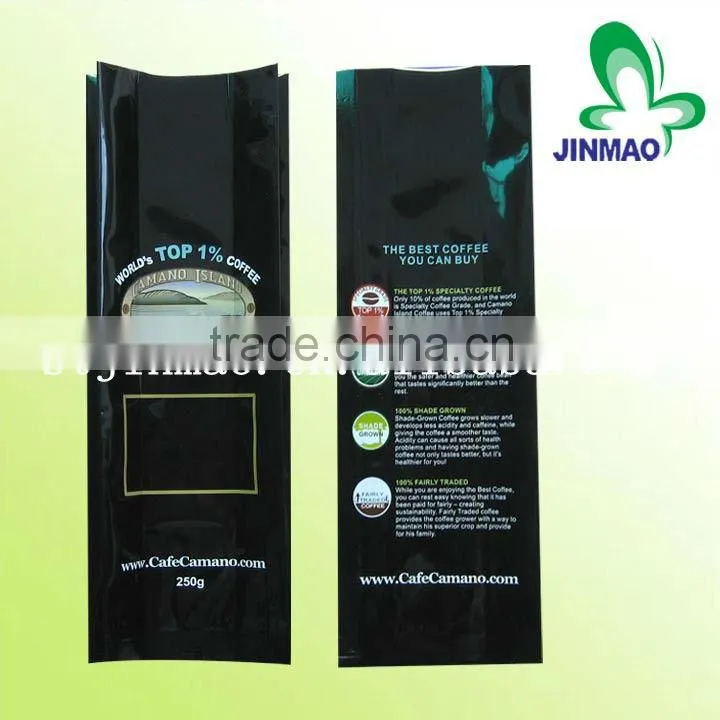 Misture proof side gusset kraft paper flat bottom coffee bag