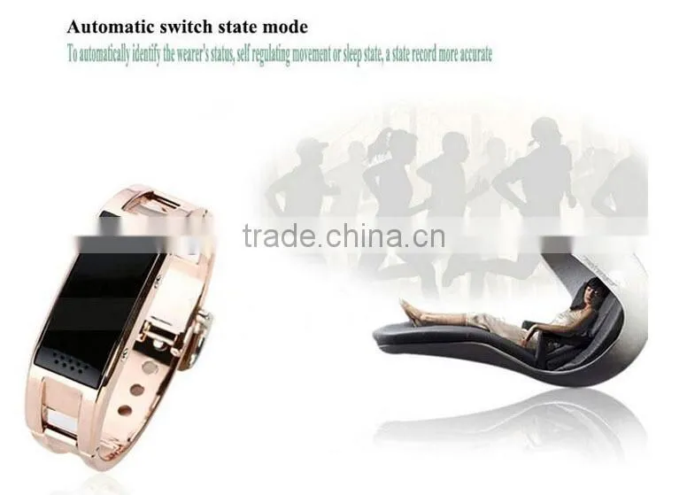D8 Metal Gold Silver Hot Fitness Tracker Calorie Counter Sleep Monitor Watch Bluetooth Bracelet