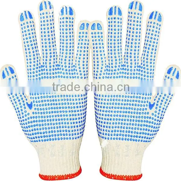 two sides pvc dotted cotton working glove