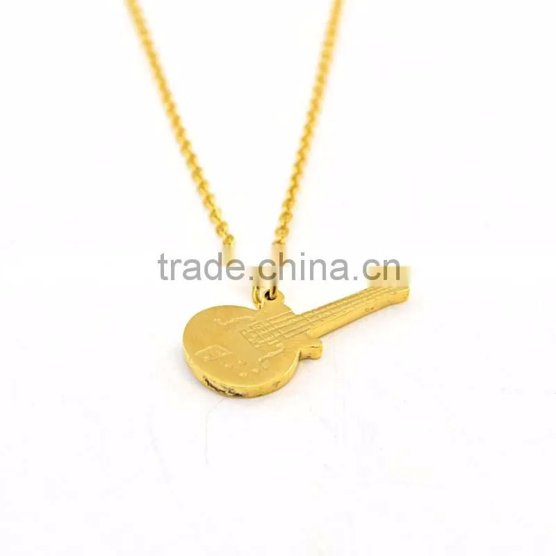 Stainless steel gold necklace designs in 10 grams guitar pendant necklace
