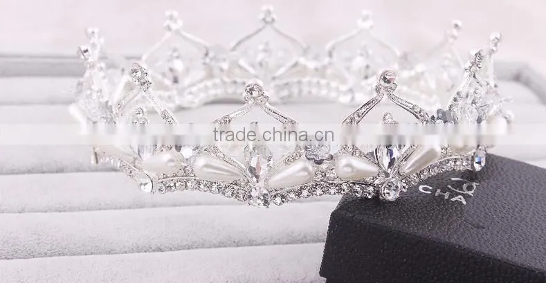 Pageant drill Round Tiara High-grade Crown For Wedding Performance Party
