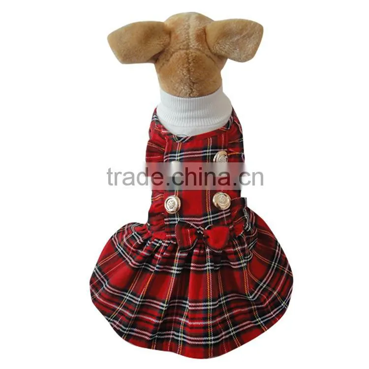 Wholesale Scotland Plaid Decorative Border Dog Skirt with White Collar