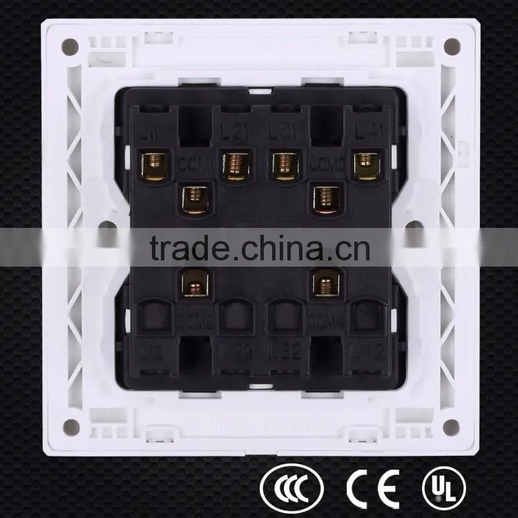 PC material white 4 gang power outlet, level switch, 4-way toggle switch