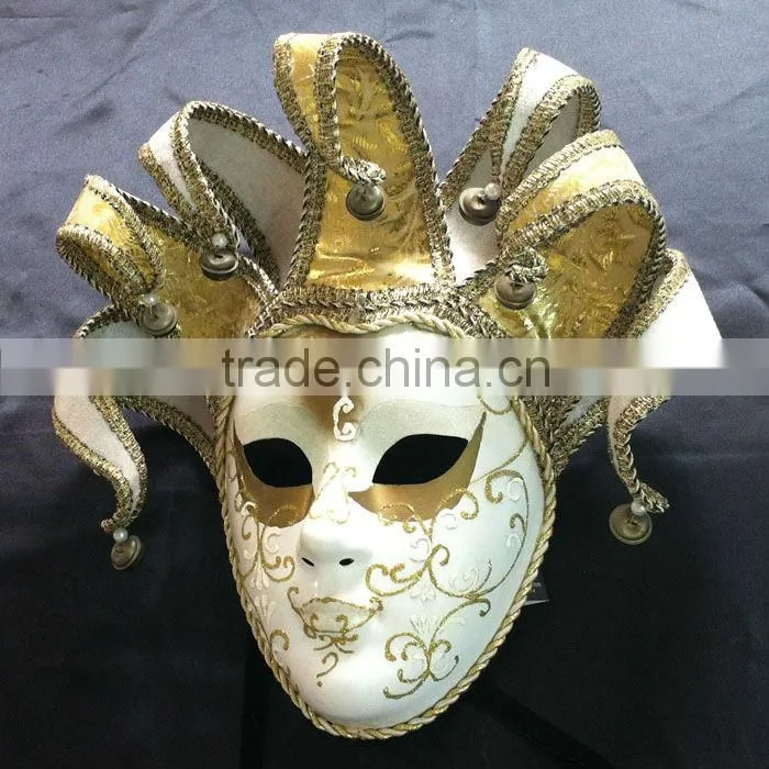 White Mask With Gold Powder And Bell Attached