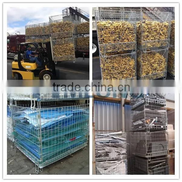 Large stack welded pallet wire mesh storage container with casters