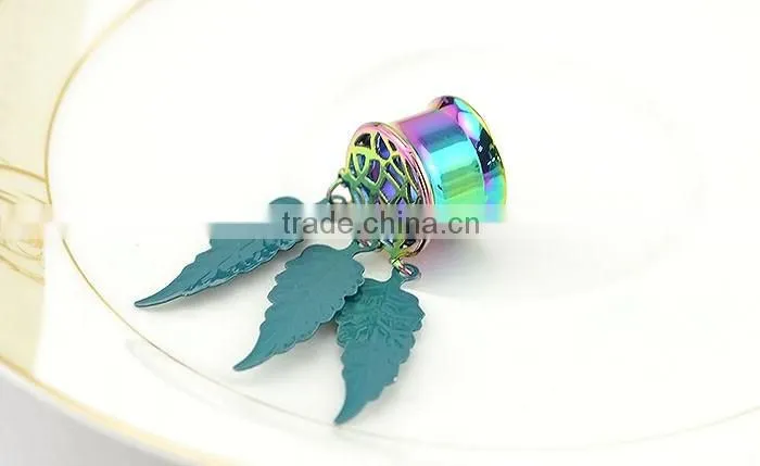 TP011184 New design rainbow anodized ear plug dangle dream catcher body jewelry