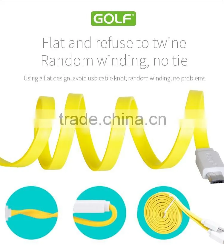 GOLF fast charging USB flat cable for android phone quick charge and data noodle micro cable for android device
