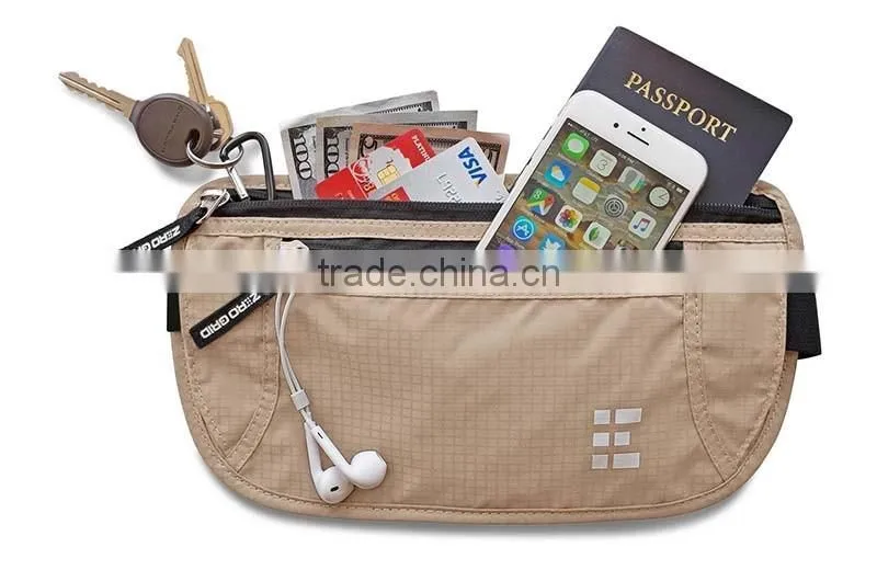 Waterproof Nylon Travel Money Belt RFID Blocking Wallet & Passport Holder