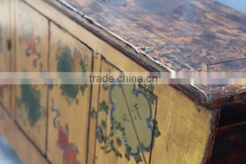 Asian Antique Vintage Hand Painted Mongolia Cabinet