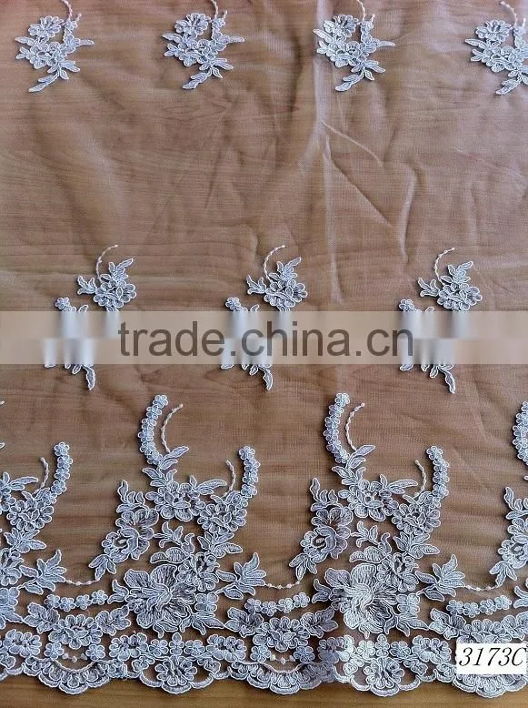 2015 New design ! corded bridal mesh/tulle lace