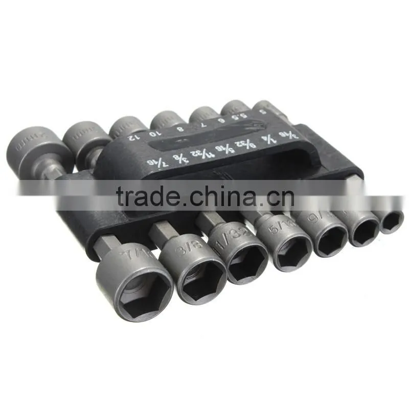 14pcs/set Power Nut Driver Drill Bit SAE Metric Socket Bits Wrench Screw 1/4 Inch Hex Shank Quick-Change Screwdrivers Nutdriver