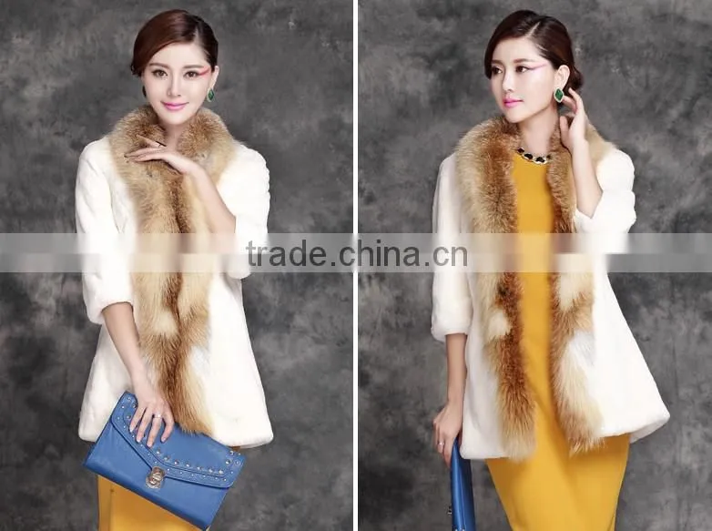 rex14061 newest rex rabbit fur coat with fox fur trim