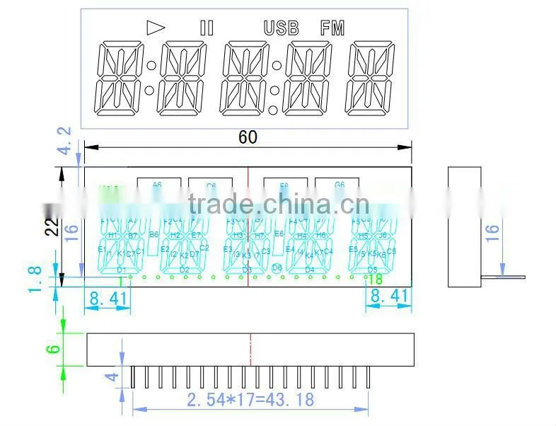 LED Alphanumeric Display for DVD Player CE&RoHS