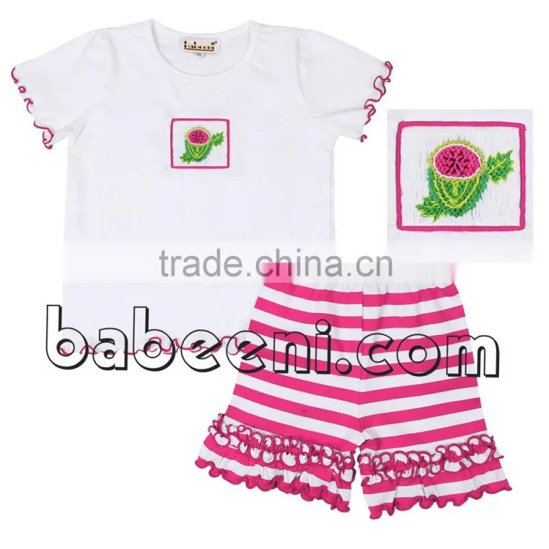 Truck with red hearts applique short sets for baby girls
