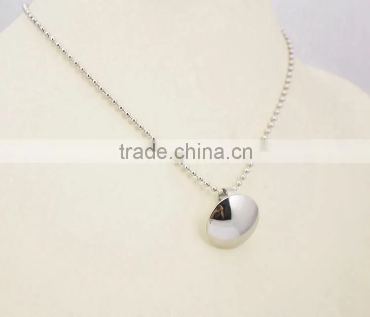 Polished Silver Round Stainless Steel Pendant Chain Necklace Jewelry