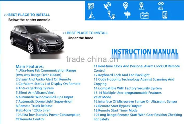2 way LCD Car alarm Remote Start System Starter/ keyless entry 2 way car alarm remote