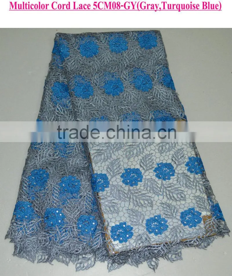 2015 new fashion lady dress nigeria heavy cord lace spangles lace for party dress