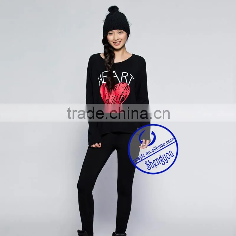 2015 China manufacturer custom long sleeve women t shirt printing wholesale