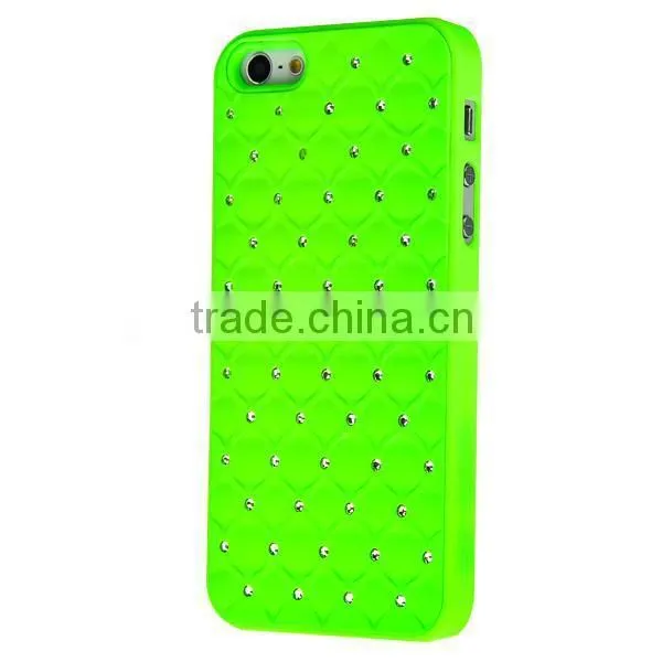 Set Screen Protector Stylus And Case For Iphone 5 , Hard Sky Blue Bling Diamond Plastic Mobile Phone Shell