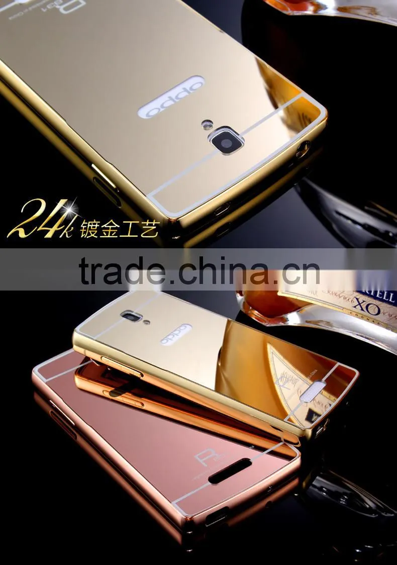 Factory Wholesale Metal Bumper Mirror Back Flare Phone Case For OPPO 831