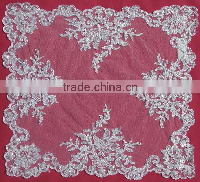 Bridal Square Beaded Corded White Long Runner45"