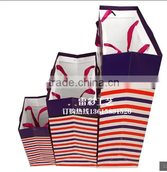 Beautiful stripe design luxury printed paper gift bag, craft bag