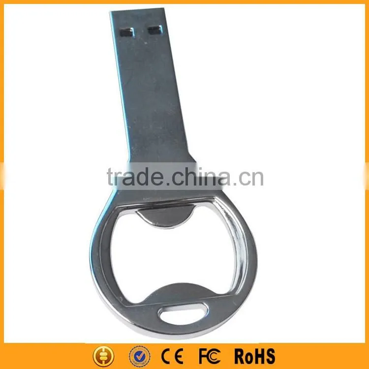High Quality Promotional Silver Metal USB Flash Drive Bottle Opener