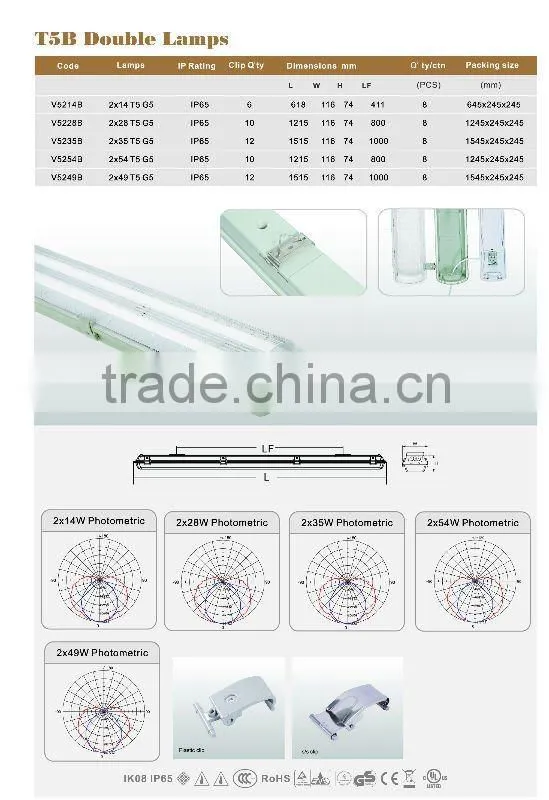 Wet location Fluorescent Lighting Fixtures 2X14W