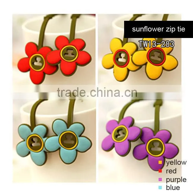Lovely reusable sunflower silicone tie wrap