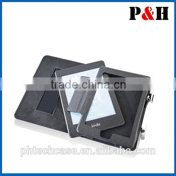 Leather case cover wallet for amazon kindle 4, Lagging leather case, PU leather case