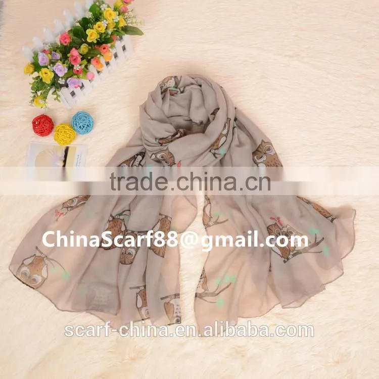 Wholesale owl viscose scarf