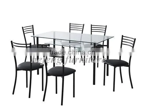 modern tempered glass dining table set