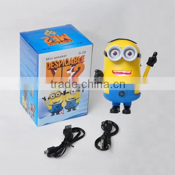 Funny little yellow man in hot sale mini speaker,FM speaker