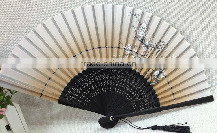 advertising cloth bamboo fan with plum flowers